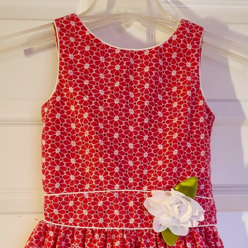 Big girls size 6 pink and white dress - Sweet Heart Rose